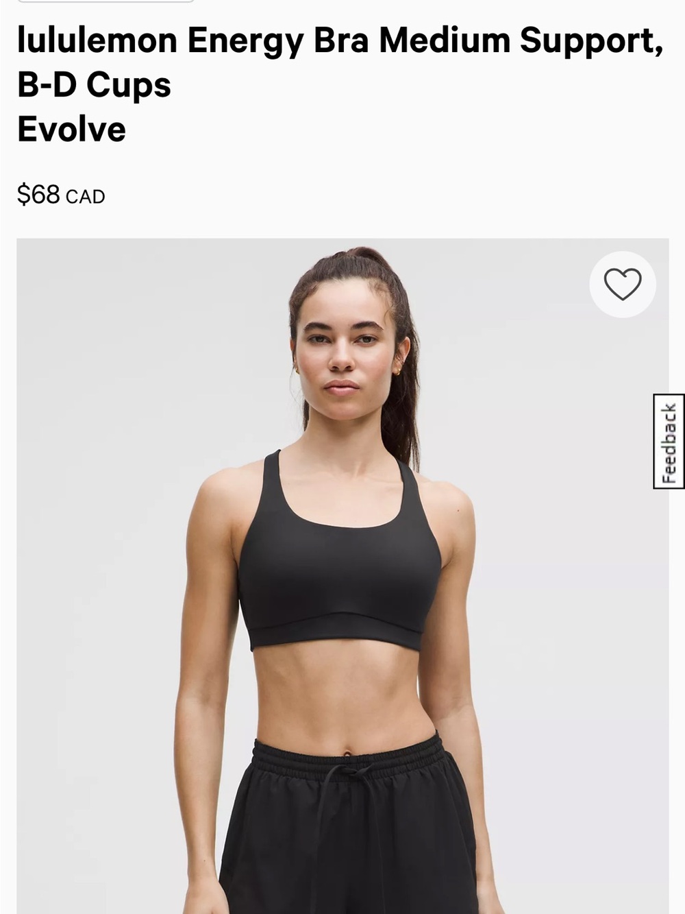 lululemon athletica Energy Bra in Black